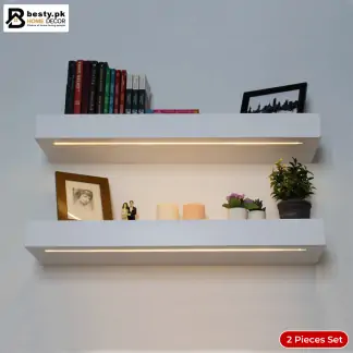 Natural Floating Shelf with LED Lights, Wood Shelf (WS162).
